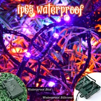 Ffzzkj 8 Modes Halloween String Lights Total 100Led Battery Operated Halloween Lights Outdoor With Timer 164Ft2 50Led2 Water