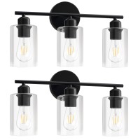 Bathroom Light Fixtures 3Light Matte Black Vanity Lights For Bathroom Modern Bathroom Lighting Fixtures Over Mirror With Clea