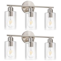 Bathroom Light Fixtures 3Light Brushed Nickel Vanity Lights For Bathroom Modern Bathroom Lighting Fixtures Over Mirror With C