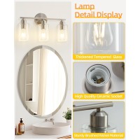 Bathroom Light Fixtures 3Light Brushed Nickel Vanity Lights For Bathroom Modern Bathroom Lighting Fixtures Over Mirror With C