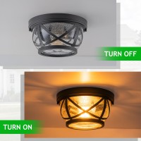 Oilrubbed Bronze Flush Mount Ceiling Light Fixtures 2Light Farmhouse Porch Light Ceiling Mount With Seeded Glass Industrial