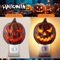 Enhon Halloween Night Light Decorations 360 Degree Swivel Plug In Brown Pumpkin Halloween Spooky Lights Powered By C7 Led Bulb