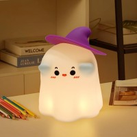 Cuxichuxinxi Ghost Night Light Halloween Night Light Cute Silicone Adjustable Night Light With 3 Levels Of Brightness Suitable F