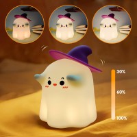 Cuxichuxinxi Ghost Night Light Halloween Night Light Cute Silicone Adjustable Night Light With 3 Levels Of Brightness Suitable F