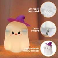 Cuxichuxinxi Ghost Night Light Halloween Night Light Cute Silicone Adjustable Night Light With 3 Levels Of Brightness Suitable F