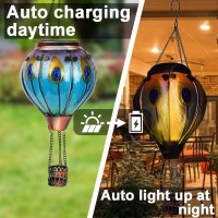 Ouisjyer 2Pc Hot Air Balloon Solar Lantern With 2Pc Shepherd Hook Flickering Flame Hanging Solar Lanterns Outdoor Lights Waterp