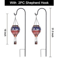 Ouisjyer 2Pc Hot Air Balloon Solar Lantern With 2Pc Shepherd Hook Flickering Flame Hanging Solar Lanterns Outdoor Lights Waterp