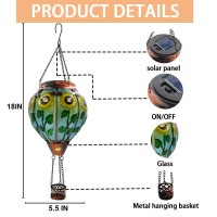 Ouisjyer 2Pc Hot Air Balloon Solar Lantern With 2Pc Shepherd Hook Flickering Flame Hanging Solar Lanterns Outdoor Lights Waterp