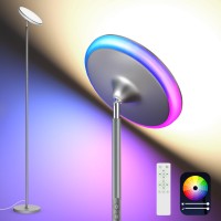 Floor Lamp 42W 3700Lm Modern Torchiere Sky Led Lamps Super Bright Tall Standing Pole Light With Remote 5 Color Temperature M