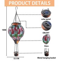 Ouisjyer 2Pc Hot Air Balloon Solar Lantern With 2Pc Shepherd Hook Flickering Flame Hanging Solar Lanterns Outdoor Lights Waterp