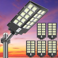 Deepn 6 Pack 3800W Solar Street Light 320000 Lm Dusk To Dawn Solar Security Flood Lights Outdoor Motion Sensor Waterproof Led