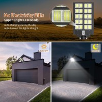 Deepn 6 Pack 3800W Solar Street Light 320000 Lm Dusk To Dawn Solar Security Flood Lights Outdoor Motion Sensor Waterproof Led