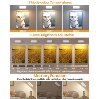 2Pcs Picture Lights Battery Operated With Remote White Rechargeable 3 Color Temperatures Dimmable Magnetic 360 Rotation Cordl