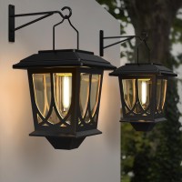 Solar Lantern Outdoor Lights Waterproof Solar Outdoor Lights With Clear Glass Led Hanging Solar Lights Wall Mount For Yard Gar