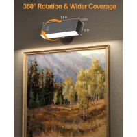 Black Rechargeable Lights For Pictures On Wall With Remote 3 Color Temperatures Dimmable Magnetic 360 Rotation Wall Sconce W