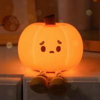 Artlunar Cute Pumpkin Night Light Kawaii Led Lamp Silicone Touch Light 3 Level Dimmable Funny Halloween Decor For Woman And