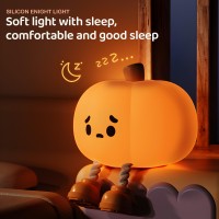 Artlunar Cute Pumpkin Night Light Kawaii Led Lamp Silicone Touch Light 3 Level Dimmable Funny Halloween Decor For Woman And