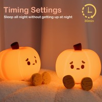 Artlunar Cute Pumpkin Night Light Kawaii Led Lamp Silicone Touch Light 3 Level Dimmable Funny Halloween Decor For Woman And