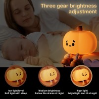 Artlunar Cute Pumpkin Night Light Kawaii Led Lamp Silicone Touch Light 3 Level Dimmable Funny Halloween Decor For Woman And