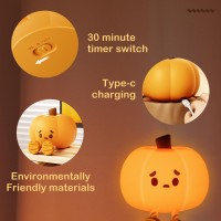 Artlunar Cute Pumpkin Night Light Kawaii Led Lamp Silicone Touch Light 3 Level Dimmable Funny Halloween Decor For Woman And