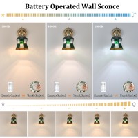 Shenmoyl Vintage Battery Operated Wall Sconce Set Of 2 With Remote Rechargeable Wall Lamp 3 Colors Dimmable Brass Lights Fixtu