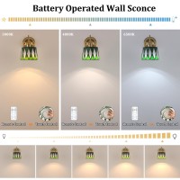 Shenmoyl Vintage Battery Operated Wall Sconce Set Of 2 With Remote Rechargeable Wall Lamp 3 Colors Dimmable Brass Lights Fixtu