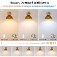 Shenmoyl Vintage Battery Operated Wall Sconce Set Of 2 With Remote Rechargeable Wall Lamp 3 Colors Dimmable Brass Lights Fixtu