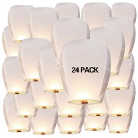 24 Packs Chinese Paper Lanterns To Release In Sky White Wishing Decorative Lantern Biodegradable Flying Memorial Lantern For Cel