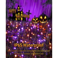 L Lampop Orange Purple Solar Halloween Lights Outdoor Waterproof Halloween Decorations Outdoor Lights With 8 Modes For Party Pat