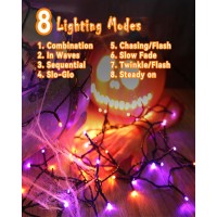 L Lampop Orange Purple Solar Halloween Lights Outdoor Waterproof Halloween Decorations Outdoor Lights With 8 Modes For Party Pat