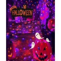 L Lampop Orange Purple Solar Halloween Lights Outdoor Waterproof Halloween Decorations Outdoor Lights With 8 Modes For Party Pat