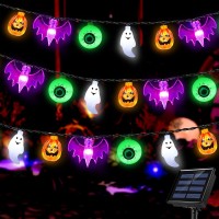 Halloween Lights Outdoor 50 Led Pumpkin Bat Ghost Eyeball Halloween String Lights Waterproof Solar Halloween Lights For Hallow