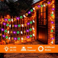 Halloween Lights Outdoor 50 Led Pumpkin Bat Ghost Eyeball Halloween String Lights Waterproof Solar Halloween Lights For Hallow