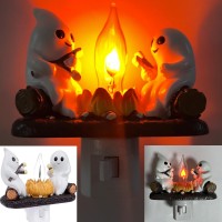 Ghost Campfire Flickering Night Light Ghosts Campfire Flicker Flame Nightlight 3D Small Electric Faux Campfire Night Light Ha