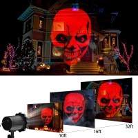 Halloween Projector Lights Outdoor Indoor 3D Dynamic Red Skull Projector Decorations Lights Waterproof Halloween Light For Wi