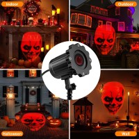 Halloween Projector Lights Outdoor Indoor 3D Dynamic Red Skull Projector Decorations Lights Waterproof Halloween Light For Wi