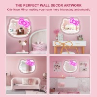 Lamomo Hello Kit Vanity Mirror With Light Dimmable Led Anime Neon Sign Usb Large Size Wall Cat Pink Neon Lights For Teen Girl