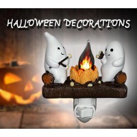 Fehood Ghost Campfire Flickering Night Light Ghosts Campfire Flicker Flame Halloween Nightlight 3D Led Small Electric Faux Cam