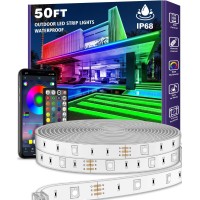 Letianpai 50Ft Outdoor Led Strip Lights Waterproof Ip68 Outside Led Light Strips Waterproof With App And Remote Music Sync Rgb E