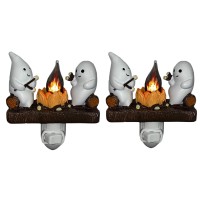 Fehood Ghost Campfire Flickering Night Light Ghosts Campfire Flicker Flame Halloween Nightlight 3D Led Small Electric Faux Cam