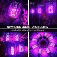 4Pcs Halloween Solar Torch Lights Outdoor 43In 96 Led Waterproof Landscape Garden Pathway Light With Purple Vivid Dancing Flic