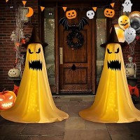 Aoligrace 2 Packs Halloween Decorations Outdoor Indoor Spooky Ghost Halloween Decor With String Lightswitch Hat Holiday Party