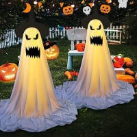 Aoligrace 2 Packs Halloween Decorations Outdoor Indoor Spooky Ghost Halloween Decor With String Lightswitch Hat Holiday Party