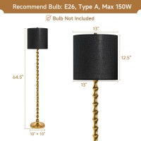 Euo 645 Gold Floor Lamp With Black Lampshade Gold Floor Lamps For Living Room Gold Bamboo Floor Lamp For Bedroom Antique G