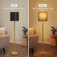 Euo 645 Gold Floor Lamp With Black Lampshade Gold Floor Lamps For Living Room Gold Bamboo Floor Lamp For Bedroom Antique G