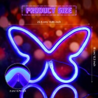 Riakrum 2 Pcs Butterfly Neon Signs Butterfly Led Light 3Aa Battery Powered Usb Operated Wall Neon Light Decor Butterfly Neon Wa