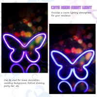 Riakrum 2 Pcs Butterfly Neon Signs Butterfly Led Light 3Aa Battery Powered Usb Operated Wall Neon Light Decor Butterfly Neon Wa