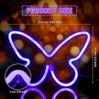 Riakrum 2 Pcs Butterfly Neon Signs Butterfly Led Light 3Aa Battery Powered Usb Operated Wall Neon Light Decor Butterfly Neon Wa