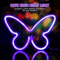 Riakrum 2 Pcs Butterfly Neon Signs Butterfly Led Light 3Aa Battery Powered Usb Operated Wall Neon Light Decor Butterfly Neon Wa