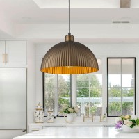 Vintage Antique Brass Dome Pendant Light 12 Pendant Lights Kitchen Island Hanging Ceiling Light Striped Metal Shade